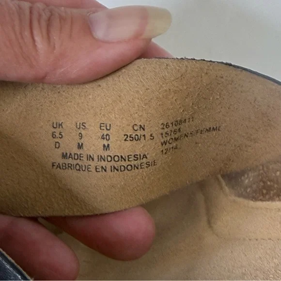 Clarks Black Wedge Sandals Leather Two-Strap Design with Adjustable Buckles 9 - Picture 9 of 9